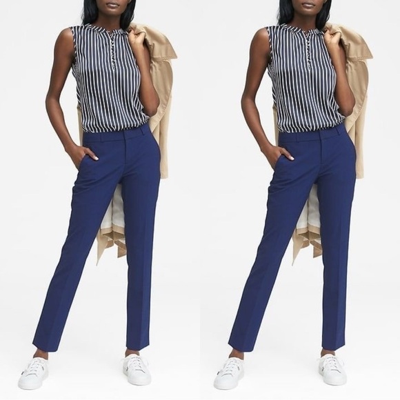 Banana Republic Pants - BANANA REPUBLIC INDIGO PLAID RYAN STRAIGHT ANKLE PANTS